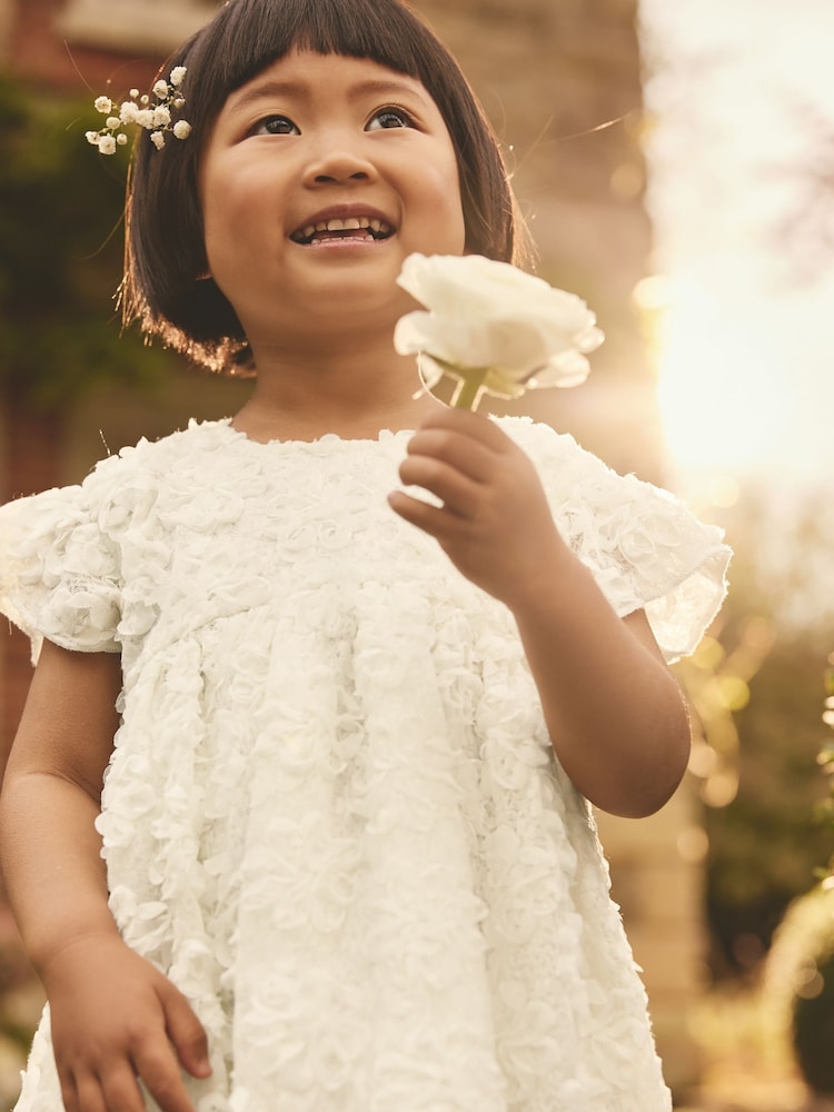 Ivory 3D Floral Occasion Dress (3mths-8yrs) - Image 2 of 7