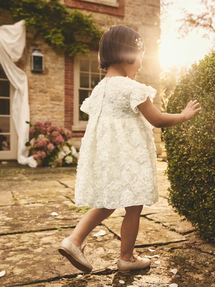 Ivory 3D Floral Occasion Dress (3mths-8yrs) - Image 3 of 7