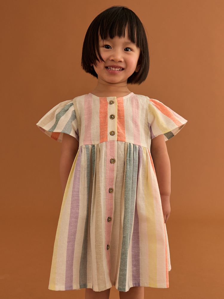 Pastel Rainbow Button Up Summer Dress (3mths-8yrs) - Image 1 of 1
