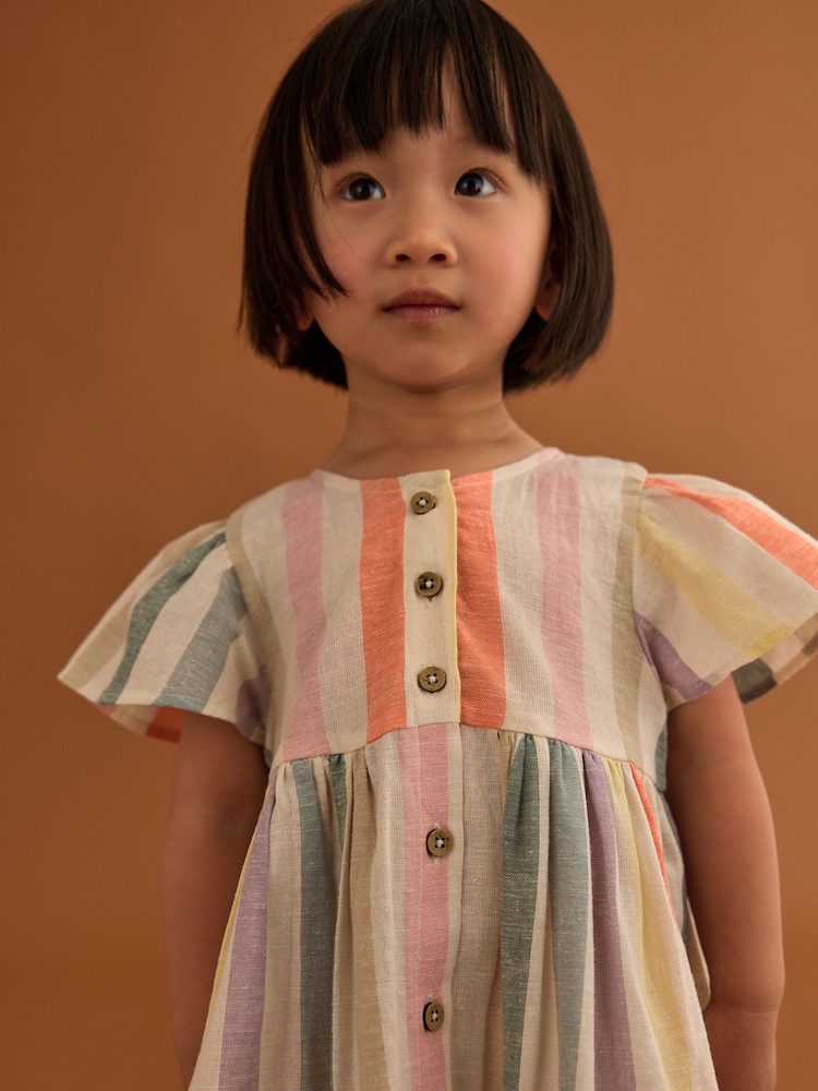 Pastel Rainbow Button Up Summer Dress (3mths-8yrs) - Image 4 of 8