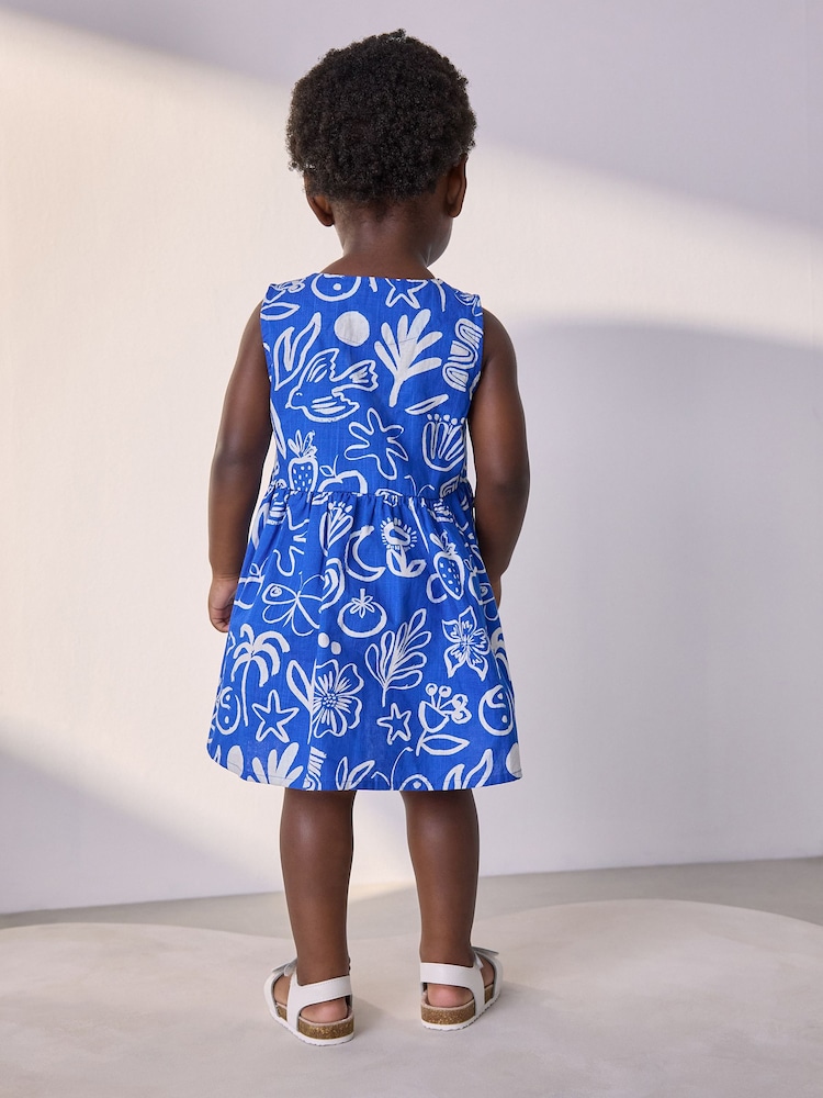 Cobalt Blue Sleeveless Peplum Summer Dress (3mths-8yrs) - Image 2 of 7