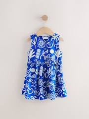 Cobalt Blue Sleeveless Peplum Summer Dress (3mths-8yrs) - Image 4 of 7