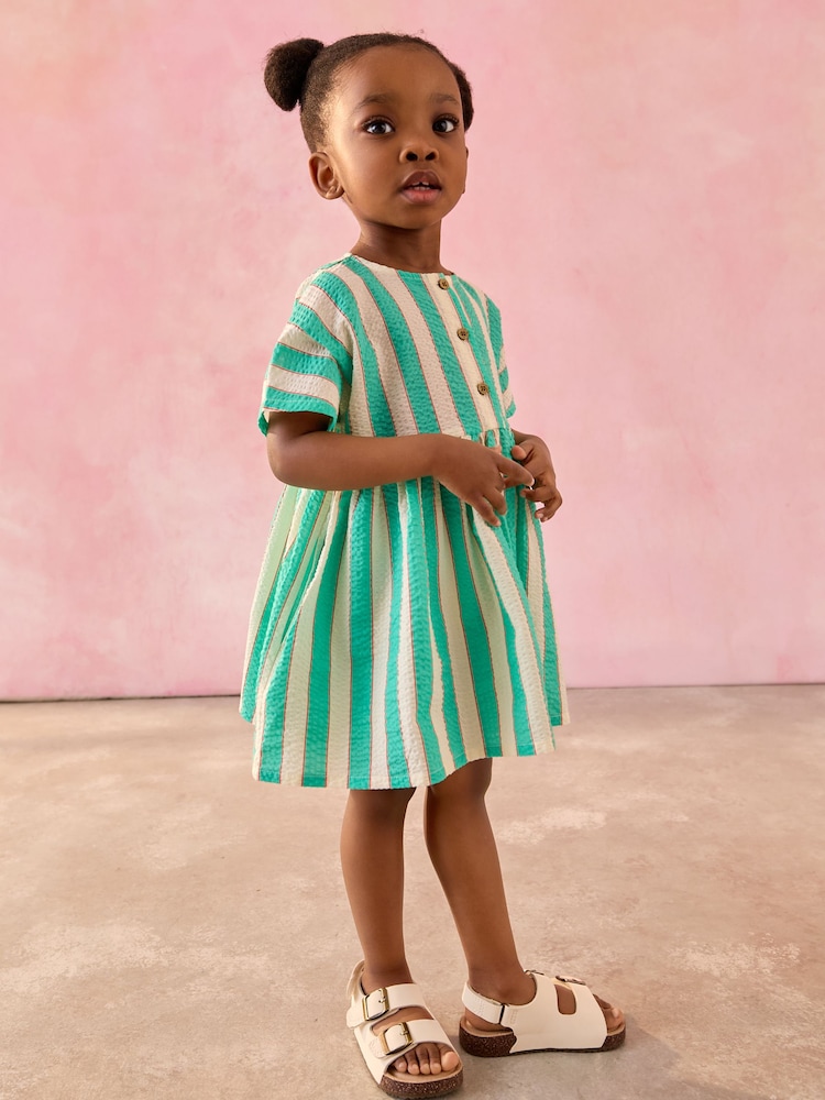 slim fit dress slacks Girls Mint Green Stripe Smocked Dress 4–14 Years main image 0