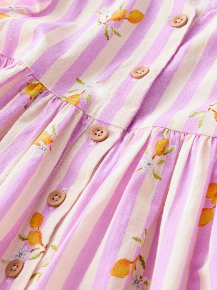 Rayas en lila/blanco con limones - Vestido de verano abotonado (3 meses - 10 años) - Imagen 6 de 6 Rayas en lila/blanco con limones - Vestido de verano abotonado (3 meses - 10 años) - Imagen 6 de 6