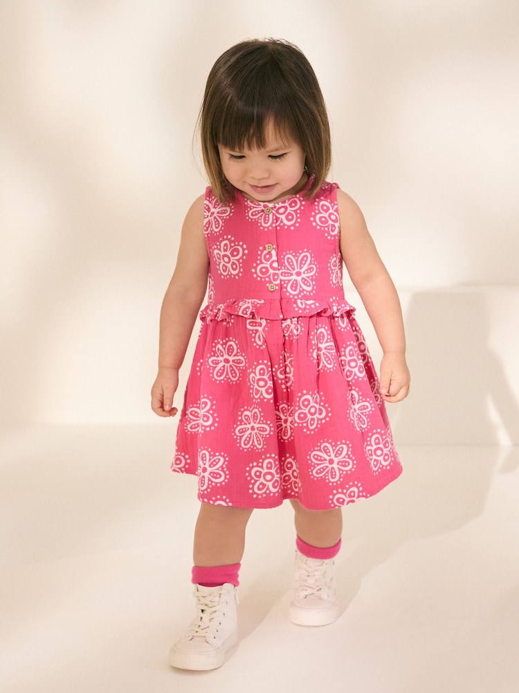 Pink Batik Sleeveless Peplum Summer Dress (3mths-8yrs) - Image 1 of 7