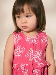 Pink Batik Sleeveless Peplum Summer Dress (3mths-8yrs) - Image 2 of 7