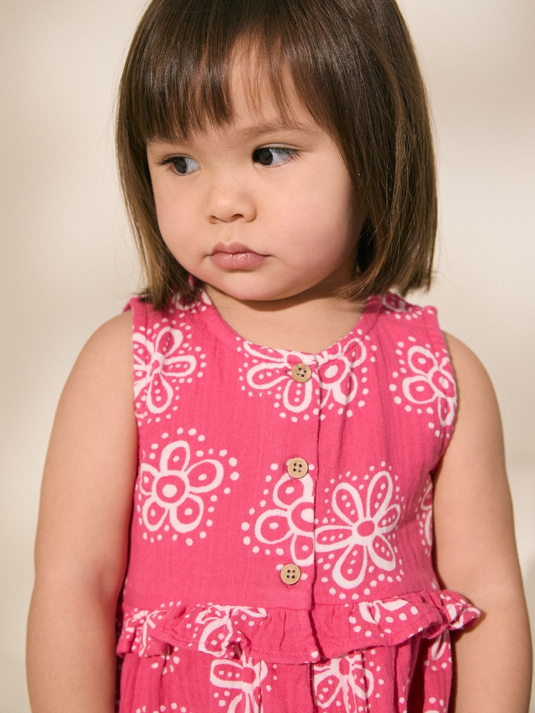 Pink Batik Sleeveless Peplum Summer Dress (3mths-8yrs) - Image 2 of 7