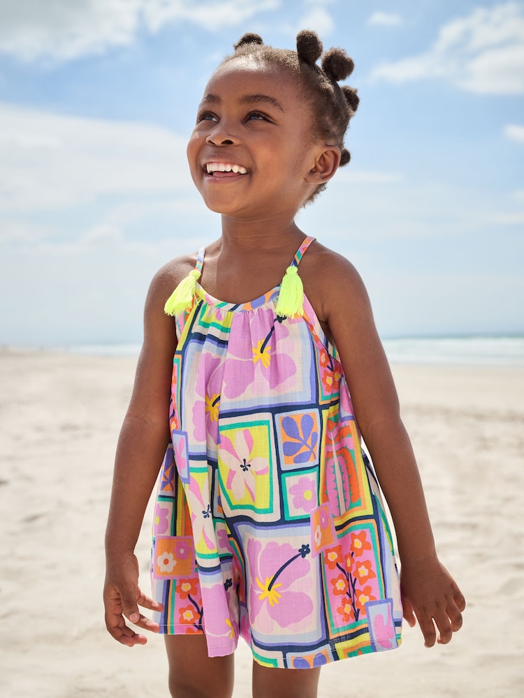 Multi Print 100% Cotton Playsuit (3mths-10yrs) - Image 1 of 4