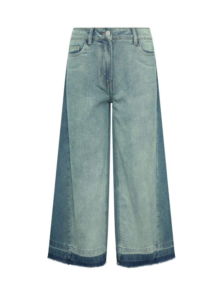 PixieGirl Petite Blue Frayed Hem Wide Leg Jeans - Image 5 of 5 PixieGirl Petite Blue Frayed Hem Wide Leg Jeans - Image 5 of 5
