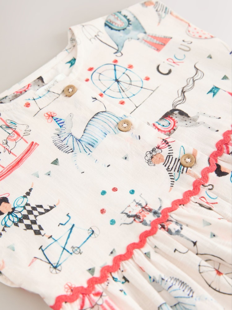 Ecru Cream Circus Button Through Summer Dress (3mths-10yrs) - Image 8 of 8
