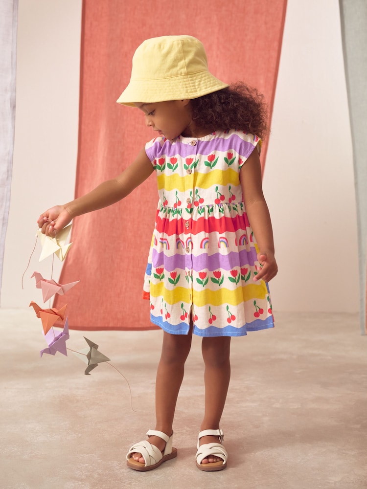 Multi Rainbow Button Through Summer Dress (3mths-10yrs) - Image 1 of 8