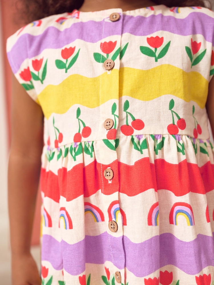 Multi Rainbow Button Through Summer Dress (3mths-10yrs) - Image 4 of 8
