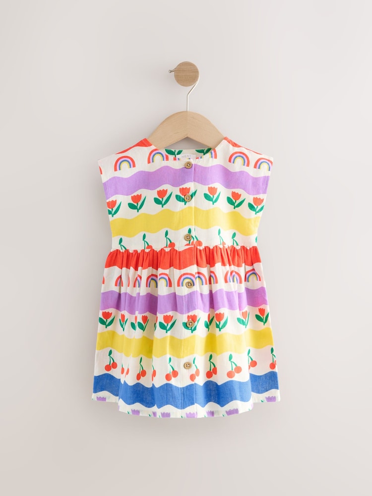 Multi Rainbow Button Through Summer Dress (3mths-10yrs) - Image 5 of 8