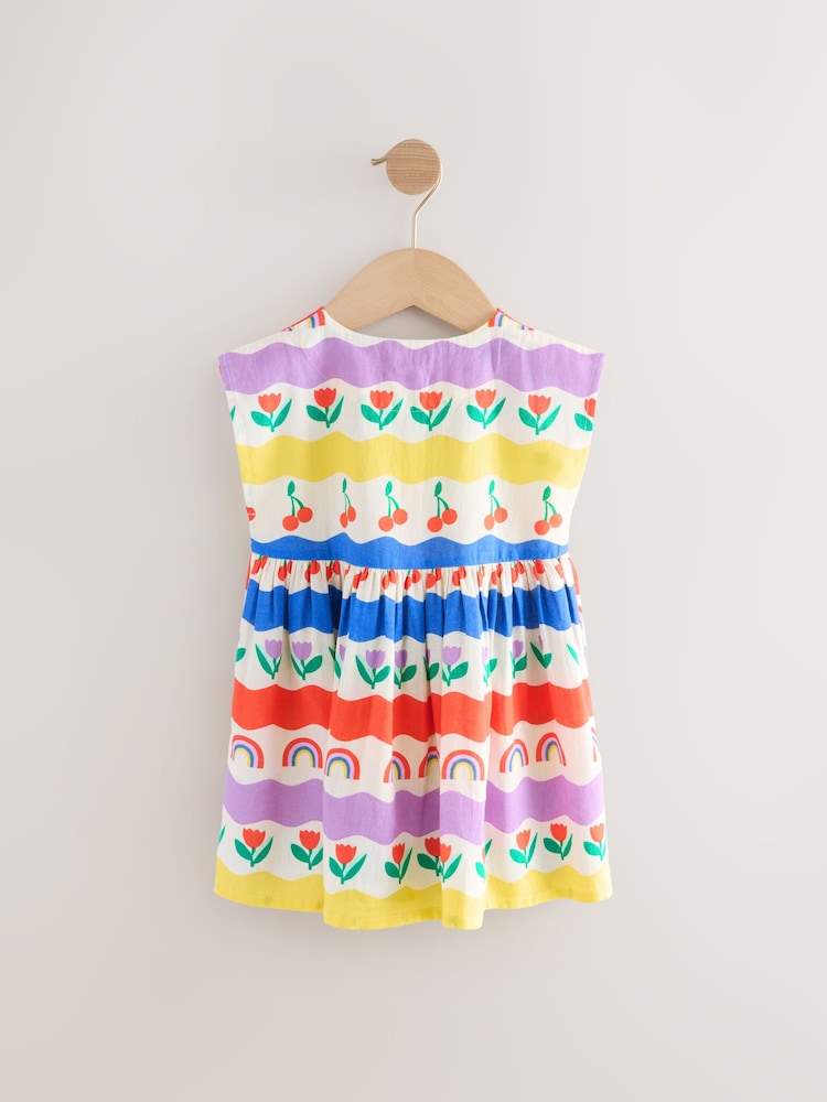 Multi Rainbow Button Through Summer Dress (3mths-10yrs) - Image 6 of 8