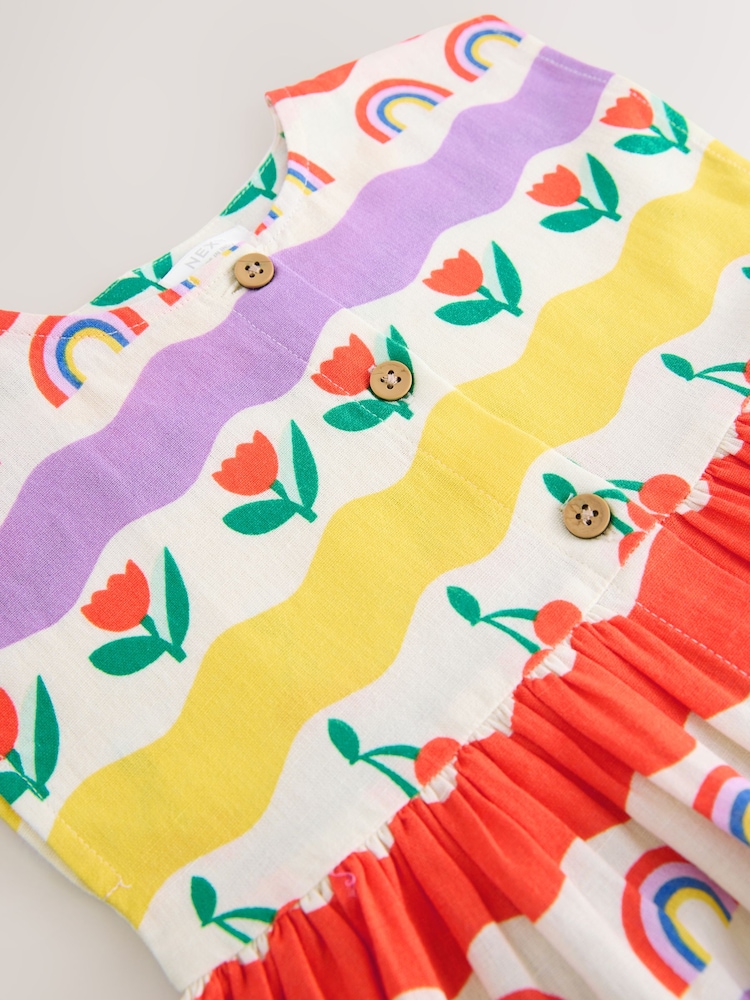 Multi Rainbow Button Through Summer Dress (3mths-10yrs) - Image 7 of 8
