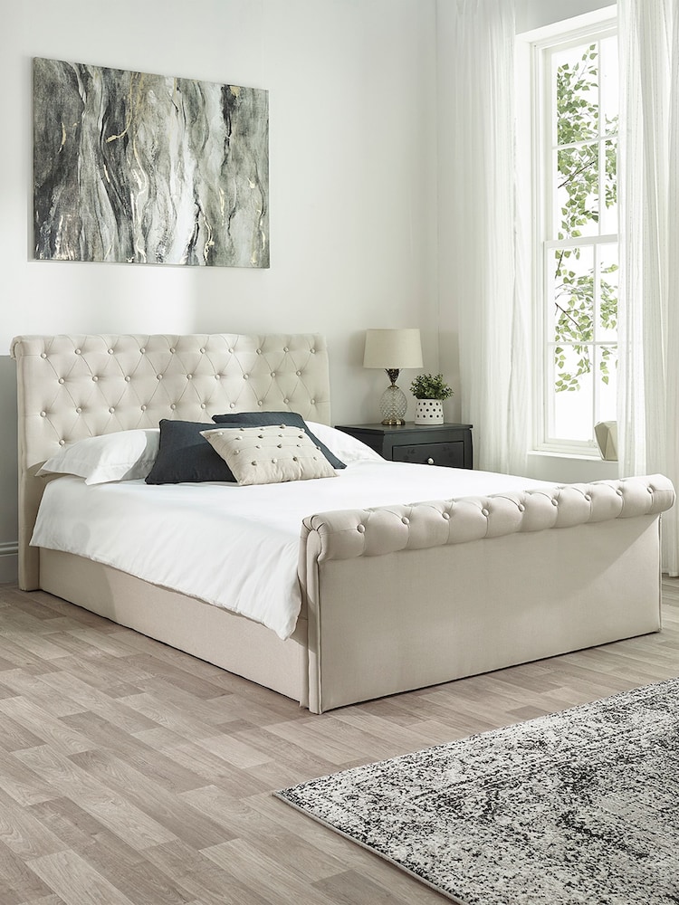 Aspire Furniture Oyster Chesterfield Side Lift Ottoman Storage Bed - Image 1 of 6