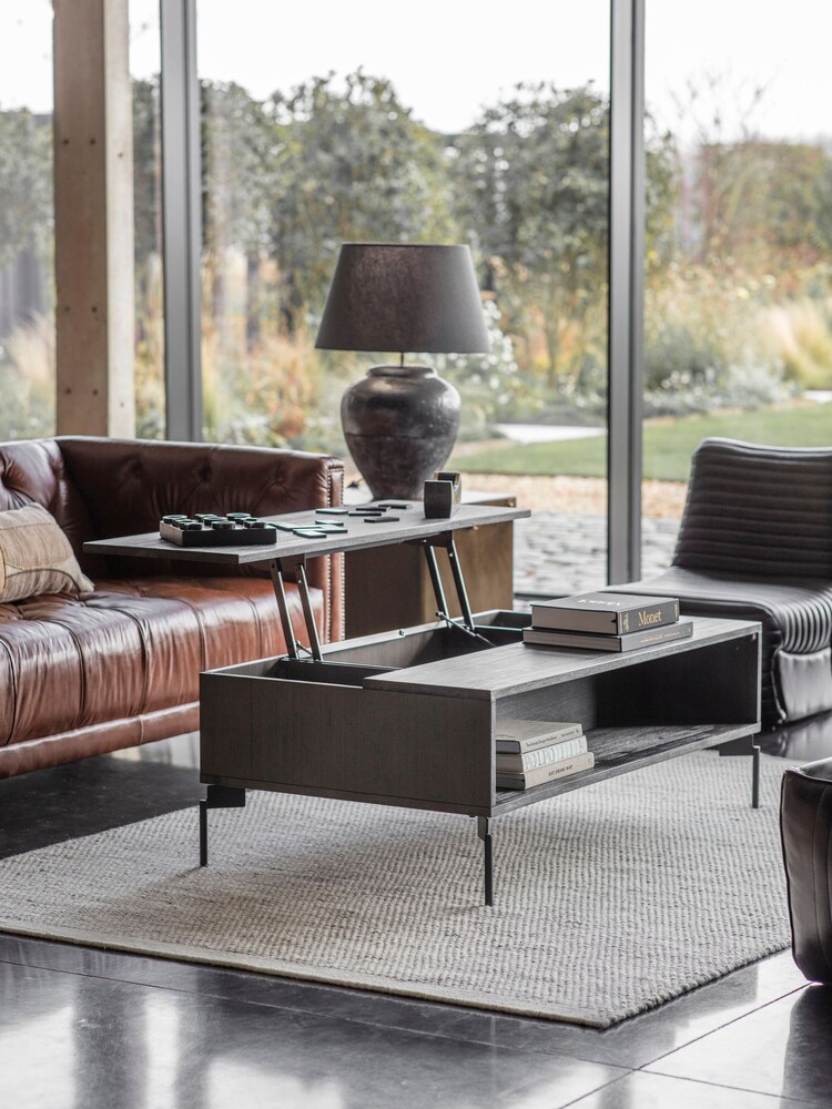 Libra Interiors Black Bronks Acacia Coffee Table with Motion Top - Image 1 of 5