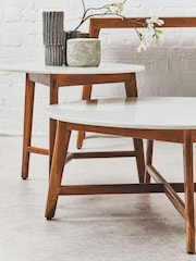 Fifty Five South White Mayan White Marble Round Side Table - Image 3 of 6
