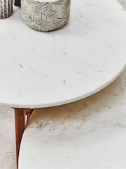 Fifty Five South White Mayan White Marble Round Side Table - Image 4 of 6