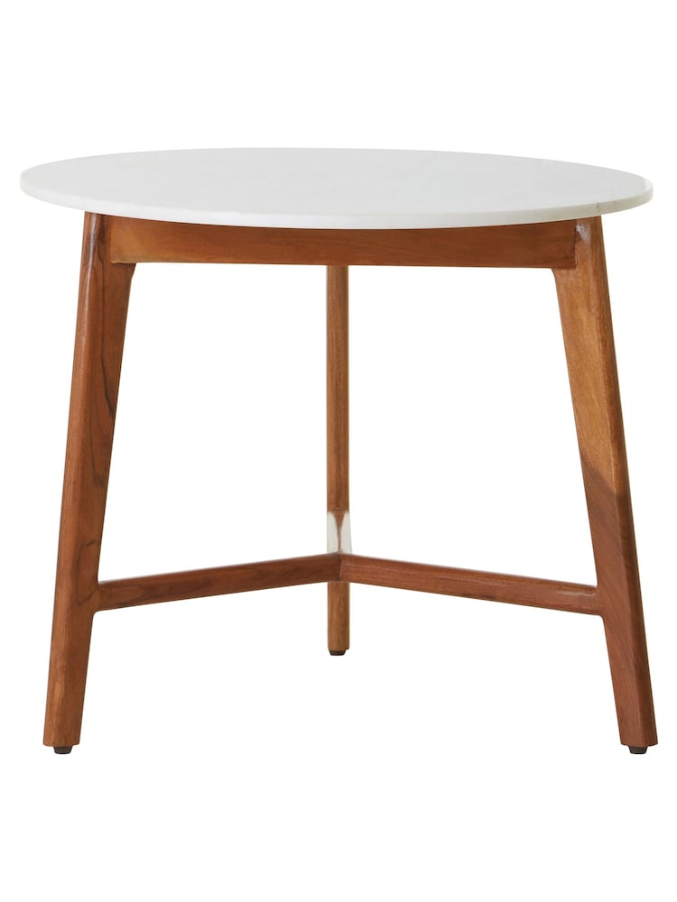 Fifty Five South White Mayan White Marble Round Side Table - Image 6 of 6