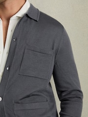 Blackend modra - Reiss Munich Merino Wool z gumbi po celotni dolžini pletena jopa - Slika 4 iz 7