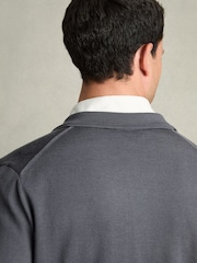 Blackend modra - Reiss Munich Merino Wool z gumbi po celotni dolžini pletena jopa - Slika 6 iz 7