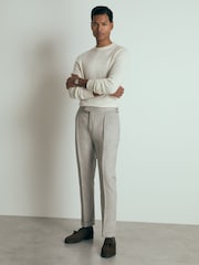 Reiss Grey Melange Gallo Atelier Tapered Wool Suit Trousers - Image 1 of 7