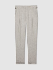Reiss Grey Melange Gallo Atelier Tapered Wool Suit Trousers - Image 2 of 7