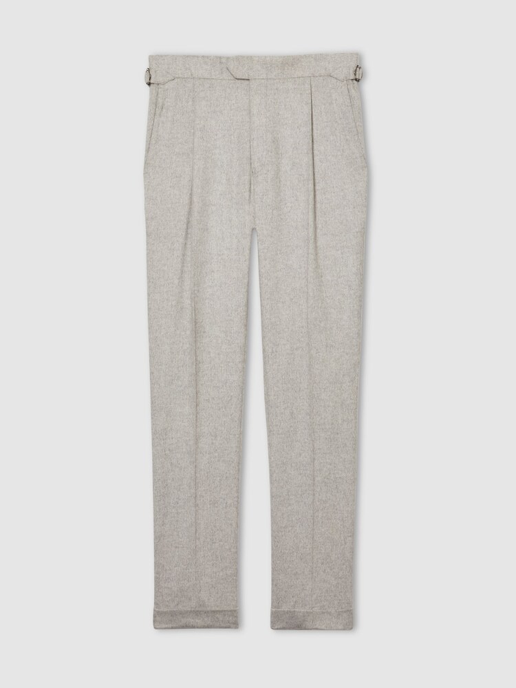 Reiss Grey Melange Gallo Atelier Tapered Wool Suit Trousers - Image 2 of 7 Reiss Grey Melange Gallo Atelier Tapered Wool Suit Trousers - Image 2 of 7