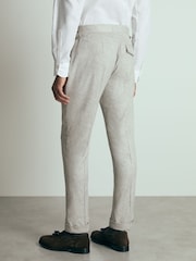 Reiss Grey Melange Gallo Atelier Tapered Wool Suit Trousers - Image 6 of 7