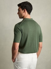 Reiss Dark Kale Green Manor Merino Wool Short-Sleeve Polo Shirt - Image 4 of 5