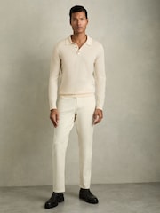 Reiss Snow White Trafford Merino Wool Polo Shirt - Image 3 of 7
