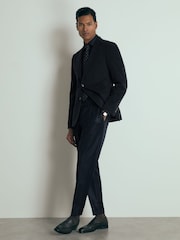 Reiss Navy Gallo Atelier Tapered Wool Suit Trousers - Image 1 of 6