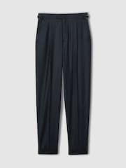 Reiss Navy Gallo Atelier Tapered Wool Suit Trousers - Image 2 of 6