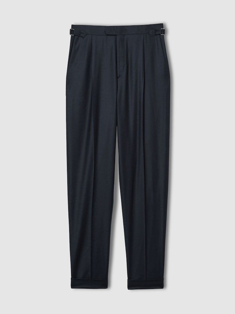 Reiss Navy Gallo Atelier Tapered Wool Suit Trousers - Image 2 of 6