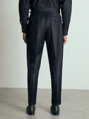 Reiss Navy Gallo Atelier Tapered Wool Suit Trousers - Image 5 of 6