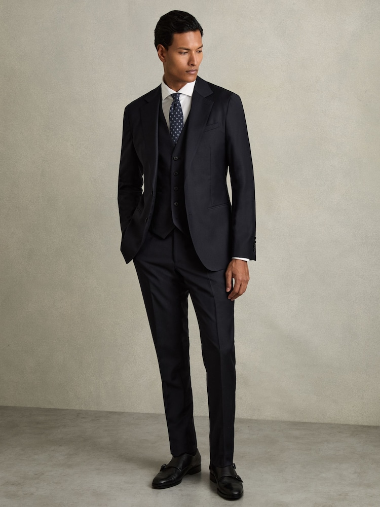 marine - Reiss Aspire Coupe ajustée Wool Costume Gilet - Image 1 of 7