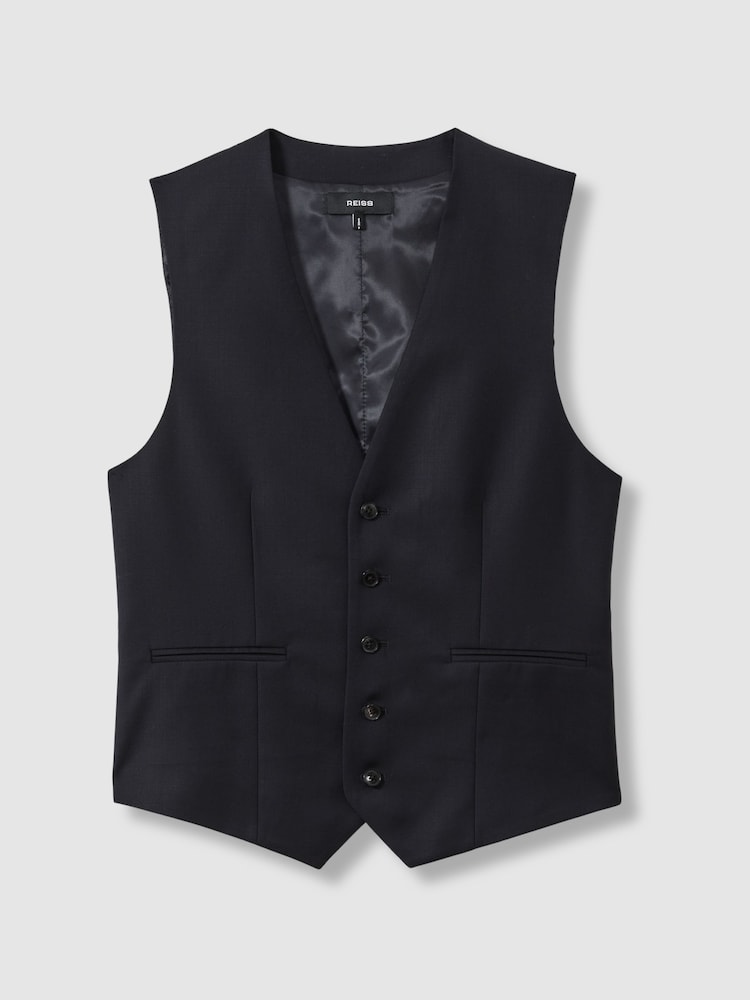 marine - Reiss Aspire Coupe ajustée Wool Costume Gilet - Image 2 of 7