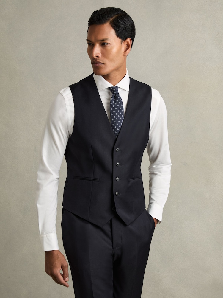 marine - Reiss Aspire Coupe ajustée Wool Costume Gilet - Image 3 of 7