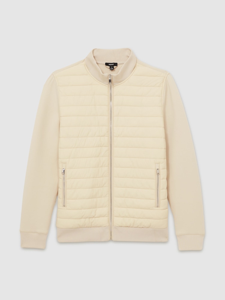 Reiss Freddie Hybrid Quilt and Interlock Jersey Zip-Through Jacket - Bild 2 von 6
