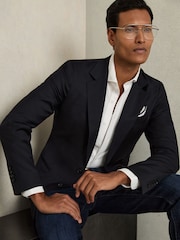 marine - Veste de costume Reiss Aspire coupe slim en laine à simple boutonnage - Image 3 of 11