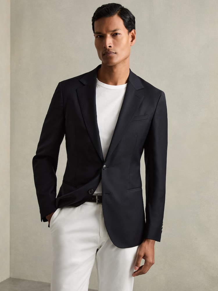marine - Veste de costume Reiss Aspire coupe slim en laine à simple boutonnage - Image 9 of 11