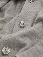 Reiss Warm Grey Melange Taunton Merino Wool Shawl-Collar Cardigan - Image 6 of 6
