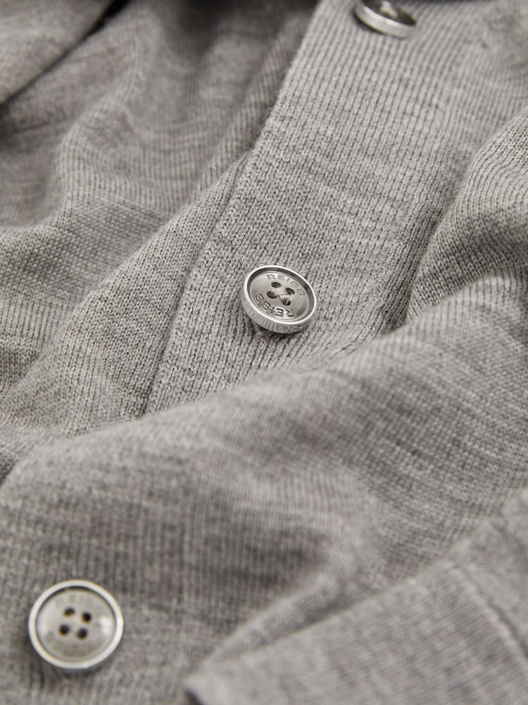Reiss Warm Grey Melange Taunton Merino Wool Shawl-Collar Cardigan - Image 6 of 6