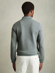 Reiss Teal Green Freddie Hybrid Quilt and Knit Zip-Through Jacket - Image 5 of 7