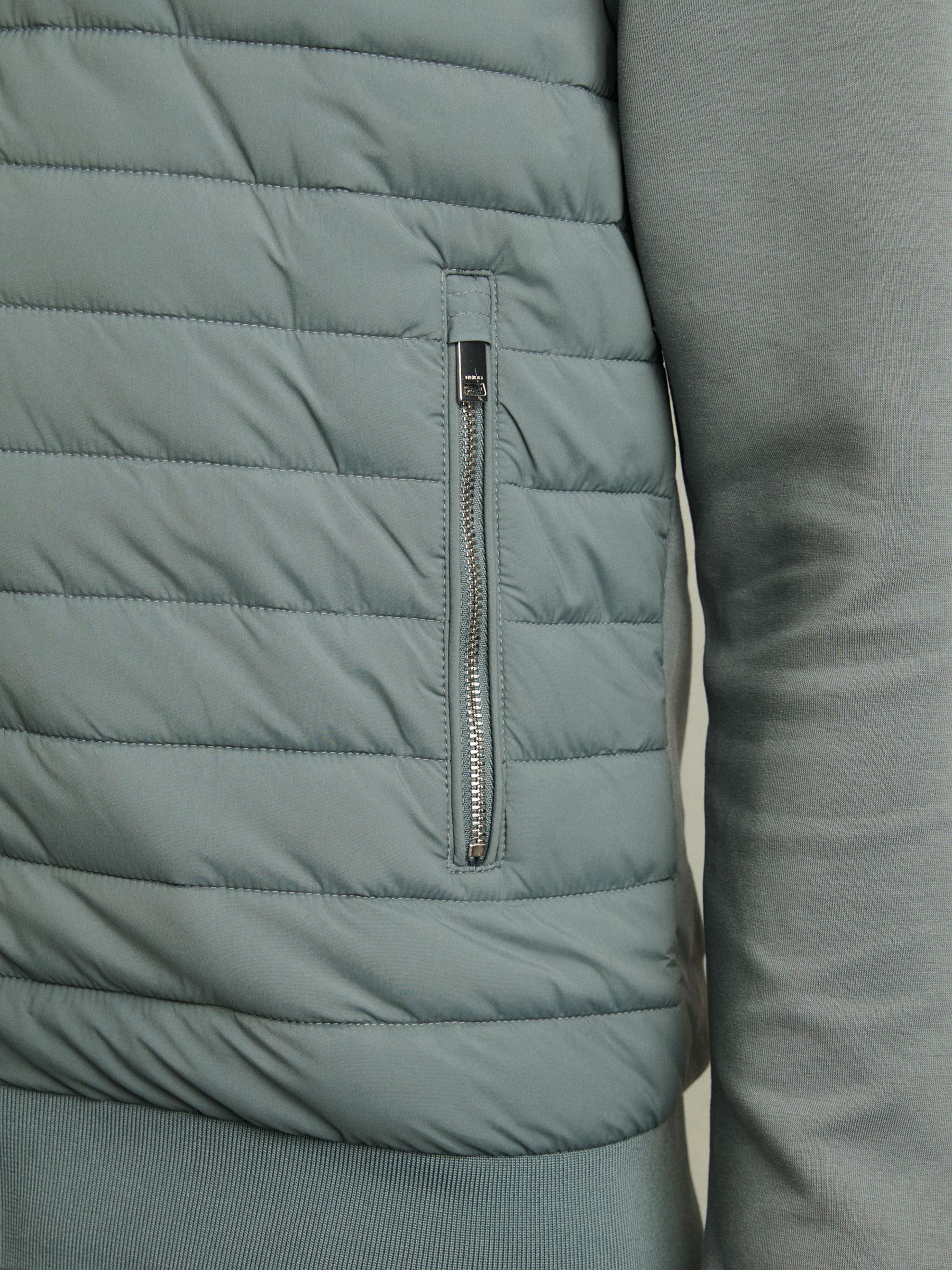 Buy Reiss Teal Green Freddie Hybrid Quilt and Knit Zip-Through