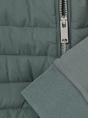 Reiss Teal Green Freddie Hybrid Quilt and Knit Zip-Through Jacket - Image 7 of 7