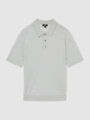 Reiss Iced Blue Manor Merino Wool Short-Sleeve Polo Shirt - Image 2 of 6