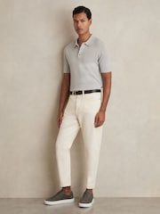 Reiss Iced Blue Manor Merino Wool Short-Sleeve Polo Shirt - Image 3 of 6