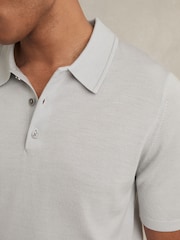 Reiss Iced Blue Manor Merino Wool Short-Sleeve Polo Shirt - Image 4 of 6